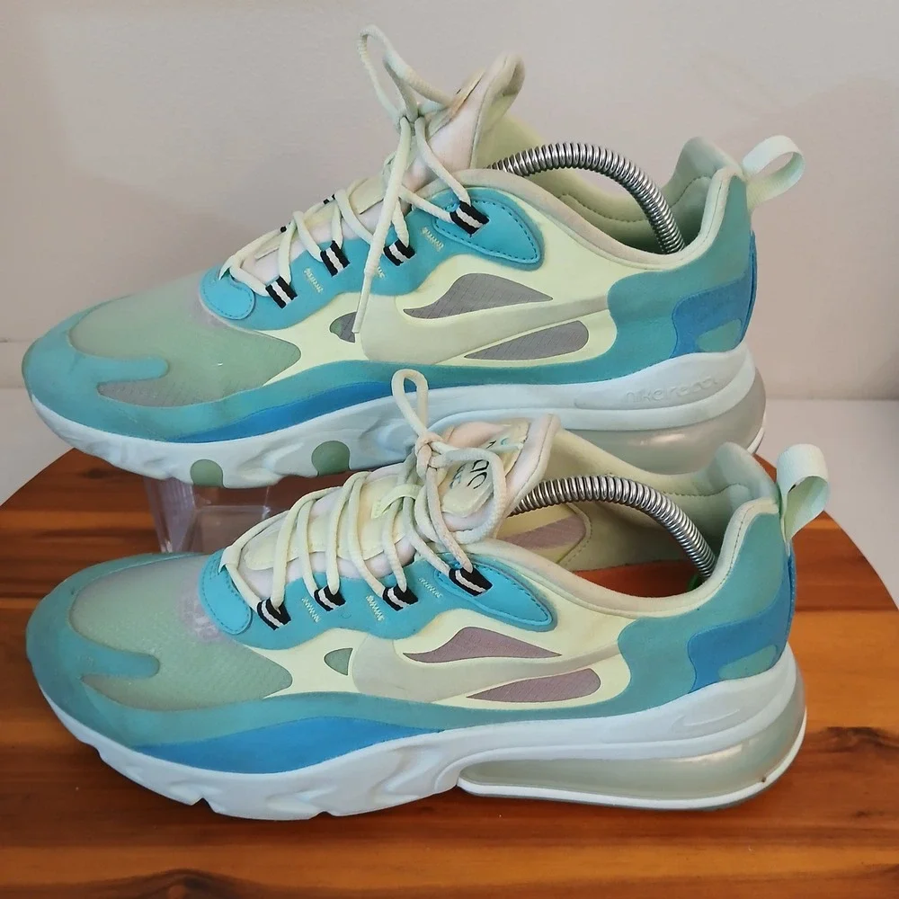 Nike Air Max 270 React Men 10 Blue Green Running Shoes Sneakers AO4971-301